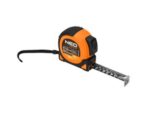 Neo Tools - Miara zwijana stalowa Super Black 10 m x 25 mm, auto blokada, dwa przyciski stop, magnes - 67-245