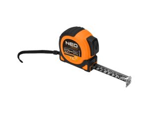 Neo Tools - Miara zwijana stalowa Super Black 7,5 m x 25 mm, auto blokada, dwa przyciski stop, magnes - 67-244