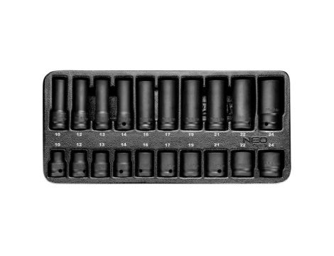 Neo Tools - Nasadki udarowe 1/2", 10-24 mm, zestaw 20 szt., wkładka - 84-241