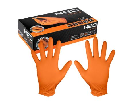 Neo Tools - Rękawiczki nitrylowe, pomarańczowe, 50 sztuk, rozmiar L - 97-690-L