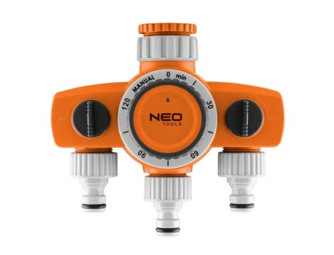 Neo Tools - Rozdzielacz trójzaworowy, 2 wyjścia z blokadą, jedno z wyłącznikiem czasowym - 15-750