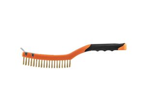 Neo Tools - Szczotka druciana, drut mosiężny, 3x19 rzędów, ze skrobakiem - 39-032