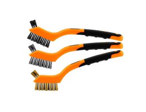Neo Tools - Szczotki druciane zestaw 3 szt, 3x7 rzędów (wykonane z drutu stalowego , nylonowego i mosiężnego) - 39-100