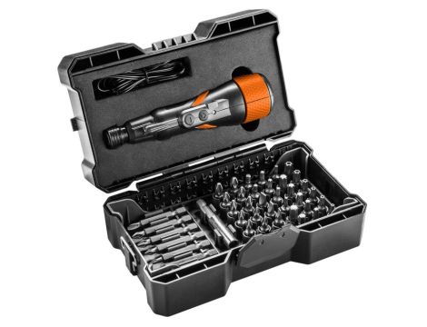 Neo Tools - Wkrętak akumulatorowy USB-C 3,6V, Li-Ion, plastikowe pudełko+akcesoria - 04-200