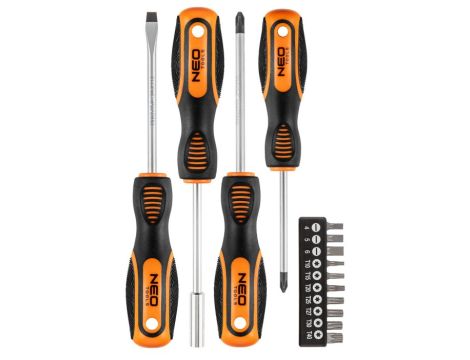 Neo Tools - Wkrętaki i końcówki wkrętakowe, zestaw 14 szt. - 04-196