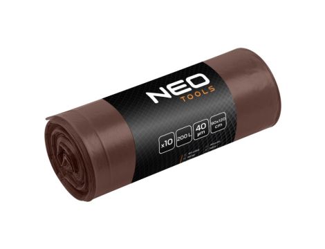 Neo Tools - Worki na odpady 200 L, brązowe, 40 mic, 10 szt. - 15-995