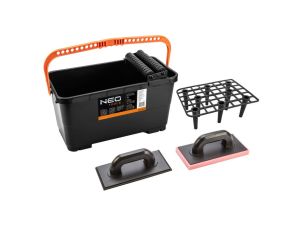 Neo Tools - Zestaw glazurniczy: pojemnik z kratką i rolkami 24l, paca z gumą, paca z gąbką miękką - 50-254