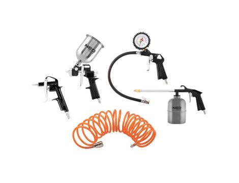 Neo Tools - Zestaw lakierniczy, pistolet natryskowy górny zbiornik, 5 szt. - 14-699