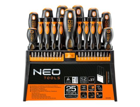 Neo Tools - Zestaw wkrętaków i końcówek wkrętakowych, 37 szt. - 04-210