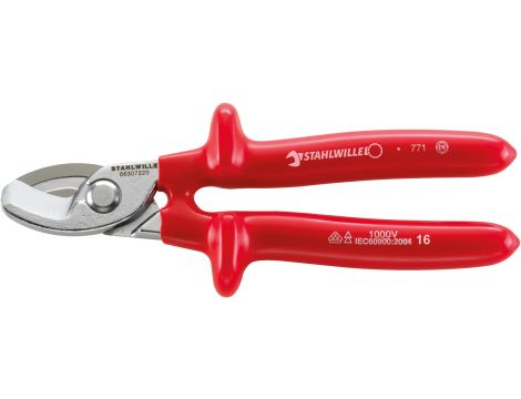 STAHLWILLE - 6630 VDE Nożyce do kabli VDE Dł.220mm Głowica chromowane Uchwyty Izolacja powlekana zanurzeniowo, DIN EN 60900, #T; AC/1.000 V - 66307220