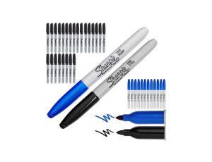 Zestaw 24 Markerów permanentnych Sharpie Fine czarny S0810930 + gratis 12 Markerów niebieskich S0810950 (końcówka 1,0mm)