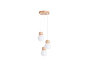 Lampa wisząca PEKKA 3P biała/naturalne drewno