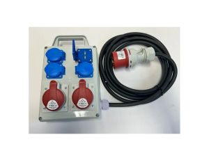 Rozdzielnica elektryczna CEE 32A 16A 3x230V 2xUSB IP44 niezabezpieczony kabel USB 5m 5x4