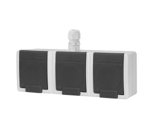 AQUANT 2K gniazdo natynkowe potrójne z uziemieniem 3x2P+Z IP65 szary 5043-65