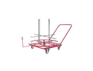 Rozwijak mobilny do rur ogrzewania podłogowego PERT PEX (600m) i peszli karbowanych poziomy na wózku fi: 90cm