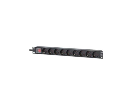 Listwa zasilająca Rack z włącznikiem 19 1U 9 gniazd Schuko 715133 /2m/