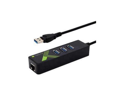 Adapter karta sieciowa USB 3.0 na RJ45, hub 3xUSB 3.2 IDATA USB-ETGIGA-3U2