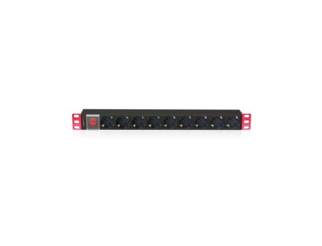 Listwa zasilająca z włącznikiem 19 1U 9 gniazd Schuko I-CASE STRIP-91UD /2m/