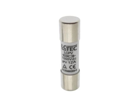 Wkładka bezpiecznikowa topikowa cylindryczna rurkowa fotowoltaiczna 10x38 gPV 12A 1000V DC 9572