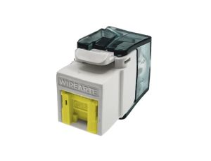 Moduł keystone z wbudowaną identyfikacją LED RJ45 UTP kat.6A nieekranowany beznarzędziowy żółta klapka zabezpieczająca WireArte