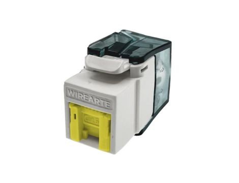 Moduł keystone z wbudowaną identyfikacją LED RJ45 UTP kat.6A nieekranowany beznarzędziowy żółta klapka zabezpieczająca WireArte