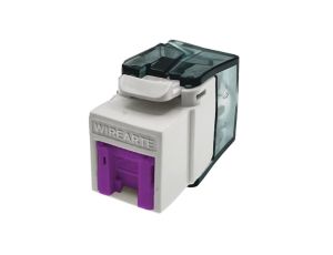 Moduł keystone z wbudowaną identyfikacją LED RJ45 UTP kat.6A nieekranowany beznarzędziowy fioletowa klapka zabezpieczająca WireA