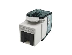 Moduł keystone z wbudowaną identyfikacją LED RJ45 UTP kat.6A nieekranowany beznarzędziowy czarna klapka zabezpieczająca WireArte