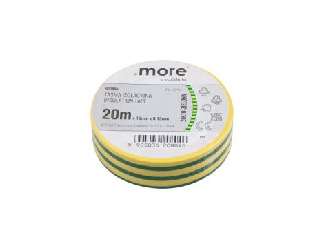 Taśma izolacyjna 19 x 0,13mm ŻÓŁTO-ZIELONA 20m 1sz