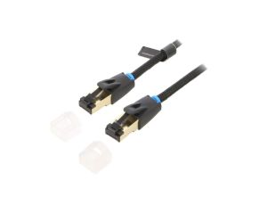 IKGBG Patch cord S/FTP Cat 8 Cu PVC tekstylny czarny 1,5m 30AWG