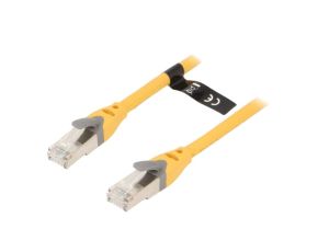 Patch cord S/FTP 6a OFC PVC żółty 5m RJ45 wtyk,z obu stron IBHYJ