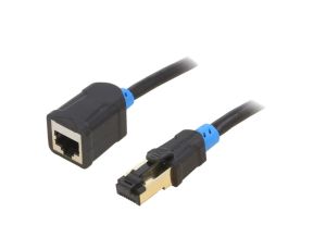 Przedłużacz RJ45 S/FTP 6 OFC PVC czarny 2m Pokrycie: złocony IBLBH