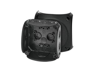 Puszka instalacyjna DK 0200 B natynkowa bez zacisków z linką łączącą pokrywę z podstawą 93x93x62mm hermetyczna IP66 czarna HENSE