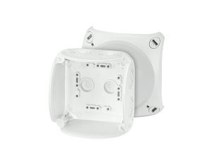 Puszka instalacyjna KF 0200 B natynkowa bez zacisków z linką łączącą pokrywę z podstawą 104x104x70mm hermetyczna IP66 szara HENS