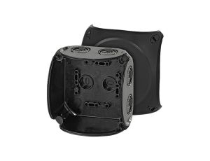 Puszka instalacyjna KF 0200 B natynkowa bez zacisków z linką łączącą pokrywę z podstawą 104x104x70mm hermetyczna IP66 czarna HEN