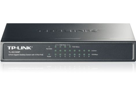 Switch 8x RJ45 1000Mb/s, 4x PoE, 53W, Desktop TP-Link TL-SG1008P