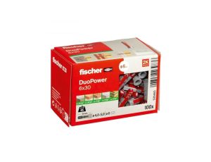 Kołki rozporowe uniwersalne DuoPower 6x30 100 sztuk FISCHER