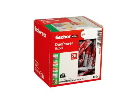 Kołki rozporowe uniwersalne DuoPower 6x50 100 sztuk FISCHER