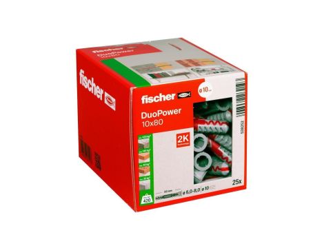 Kołki rozporowe uniwersalne DuoPower 10x80 25 sztuk FISCHER