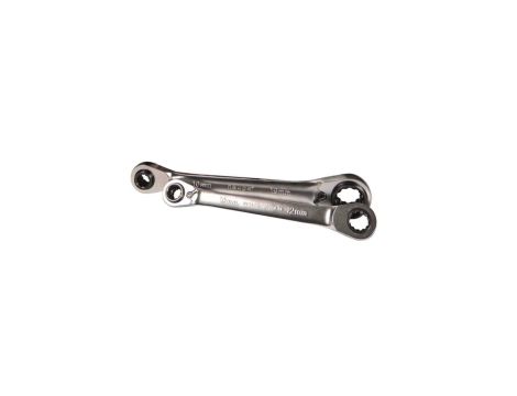 Klucz oczkowy z grzechotką 4w1, 8x10 mm + 12x13 mm, 110780, Haupa