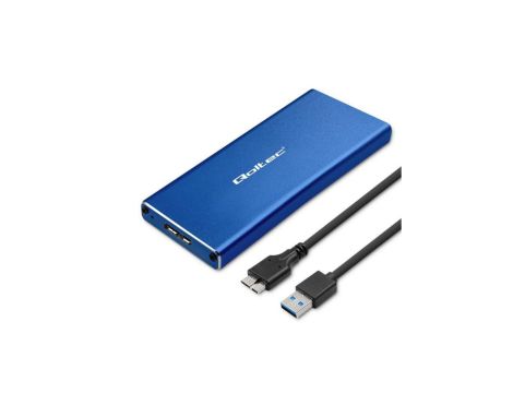 Qoltec Aluminiowa Obudowa Kieszeń na dysk M.2 SSD SATA NGFF USB 3.0 Super speed 5Gb/s 2TB Niebieski