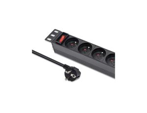 Qoltec Aluminiowa Listwa zasilająca PDU do RACK 10 1U 16A 4xFRENCH 1.8m