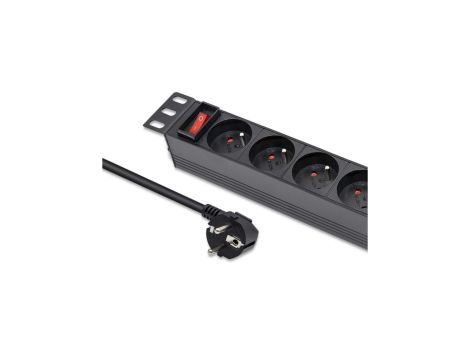Qoltec Aluminiowa Listwa zasilająca PDU do RACK 10 1U 16A 4xFRENCH 1.8m