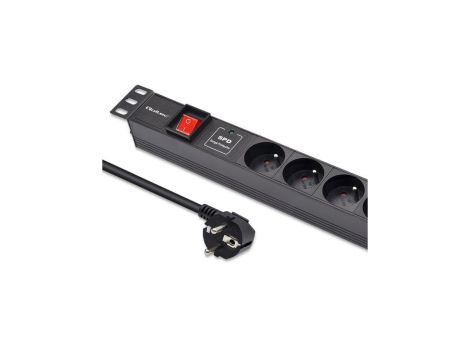 Qoltec Aluminiowa Listwa zasilająca PDU do RACK 19 1U 16A 6xFRENCH 1.8m