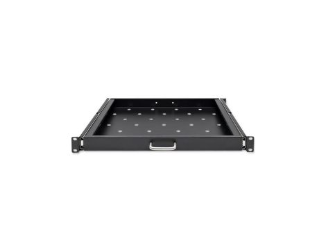Qoltec Solidna stalowa Półka z uchwytem do szafy RACK 600*600 Wysuwana Czarna