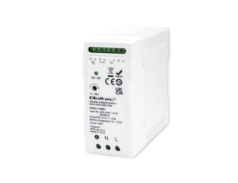Qoltec Stabilny Zasilacz na szynę DIN z funkcją UPS 40W