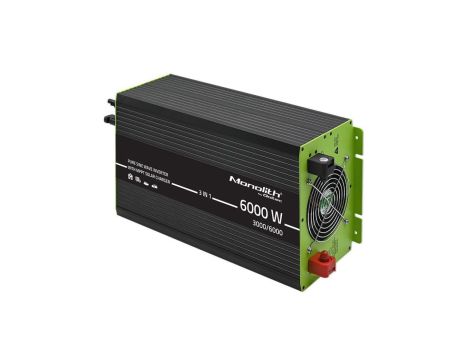 Qoltec Przetwornica solarna Monolith 3w1 z funkcją ładowania AC MPPT UPS ATS 3000W 6000W 12V na 230V Czysty Sinus
