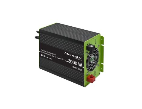 Qoltec Przetwornica solarna Monolith 3w1 z funkcją ładowania AC MPPT UPS ATS 1000W 2000W 12V na 230V Czysty Sinus