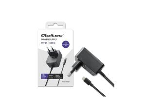 Qoltec Ładowarka Super FAST PD do Raspberry PI 4 USB-C 15W 5V 3A Czarna