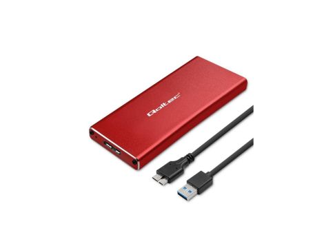 Qoltec Aluminiowa Obudowa Kieszeń na dysk M.2 SSD SATA NGFF USB 3.0 Super speed 5Gb/s 2TB Czerwony