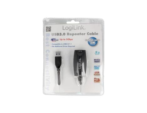 UA0127 Repeater USB 3.0 o długości 5m, USB A/USB A, czarny